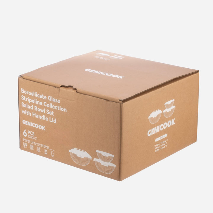 Borosilicate Glass Mixing Bowl Set- Diamond Blue W/ Handle