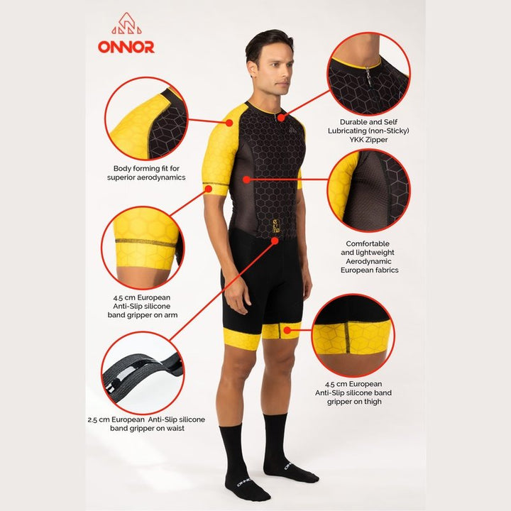 Onnor Sport Men's Bumblebee Elite Cycling Skinsuit