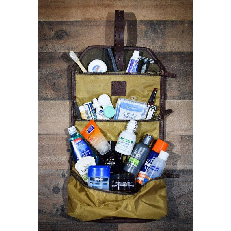 Campaign Waxed Canvas Roll-Up Toiletry Shave Kit