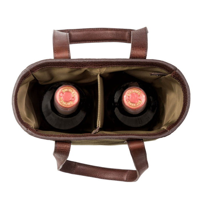 Campaign Waxed Canvas Two Bottle Wine Tote