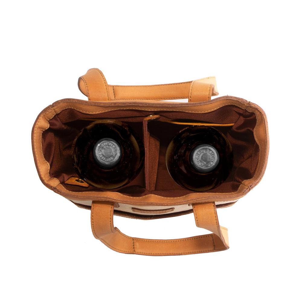 Campaign Waxed Canvas Two Bottle Wine Tote