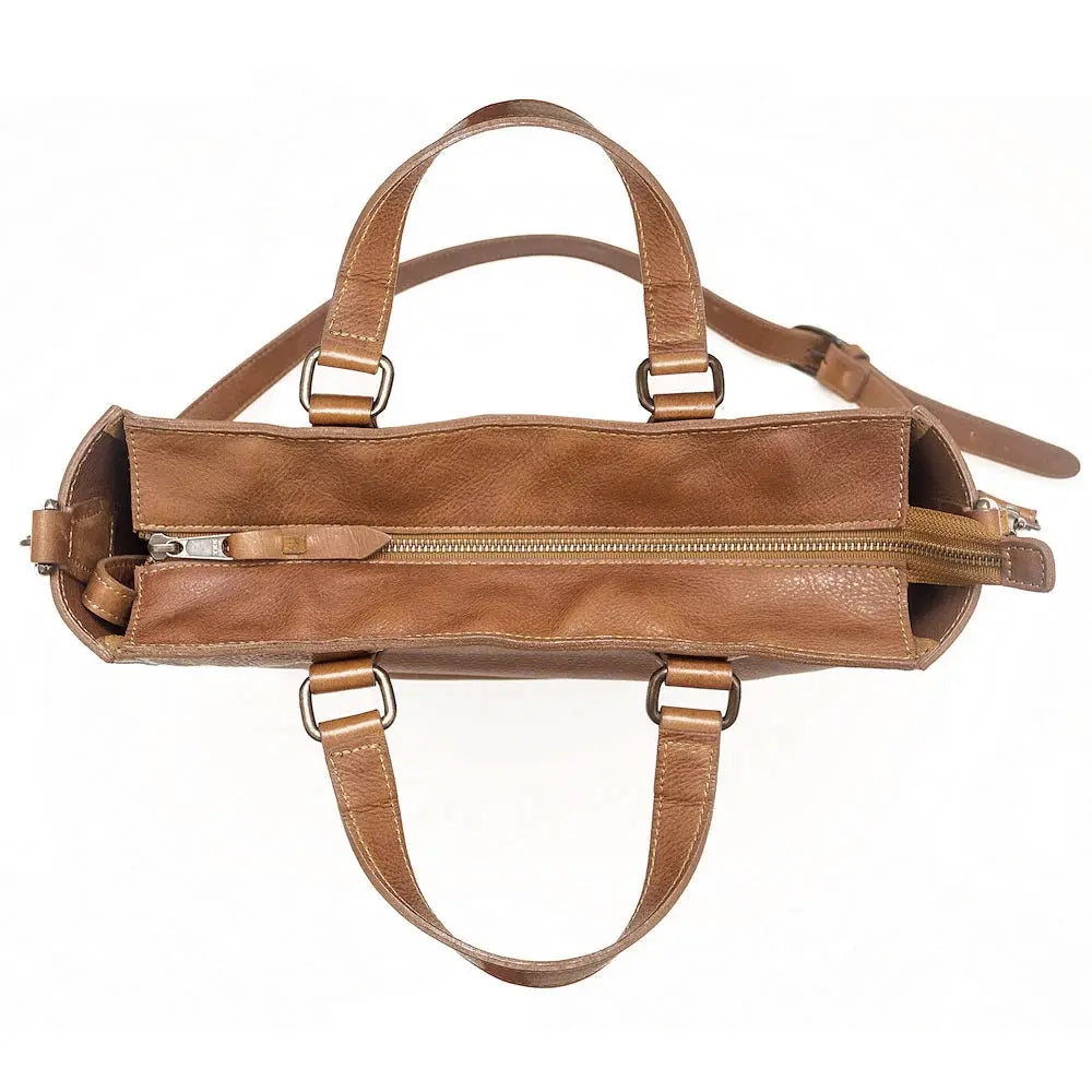Ellington Leather Market Tote with Zippered Pouch