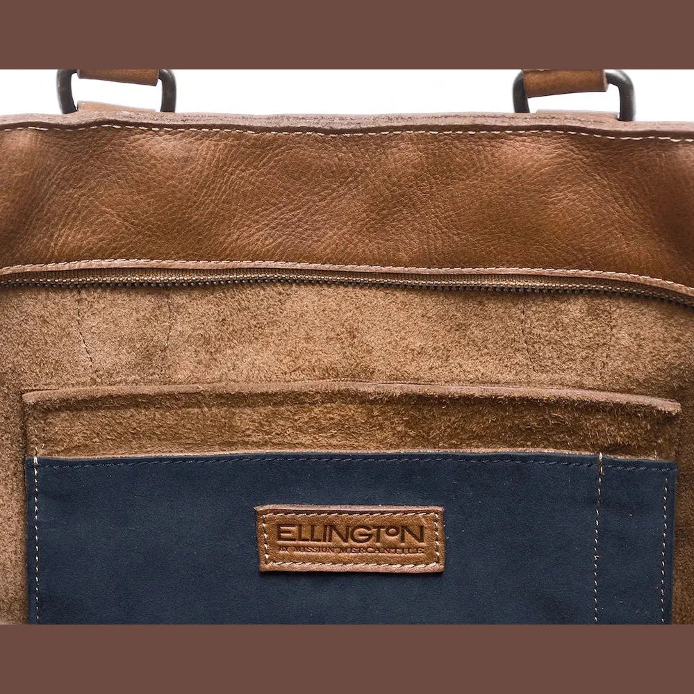 Ellington Leather Market Tote with Zippered Pouch