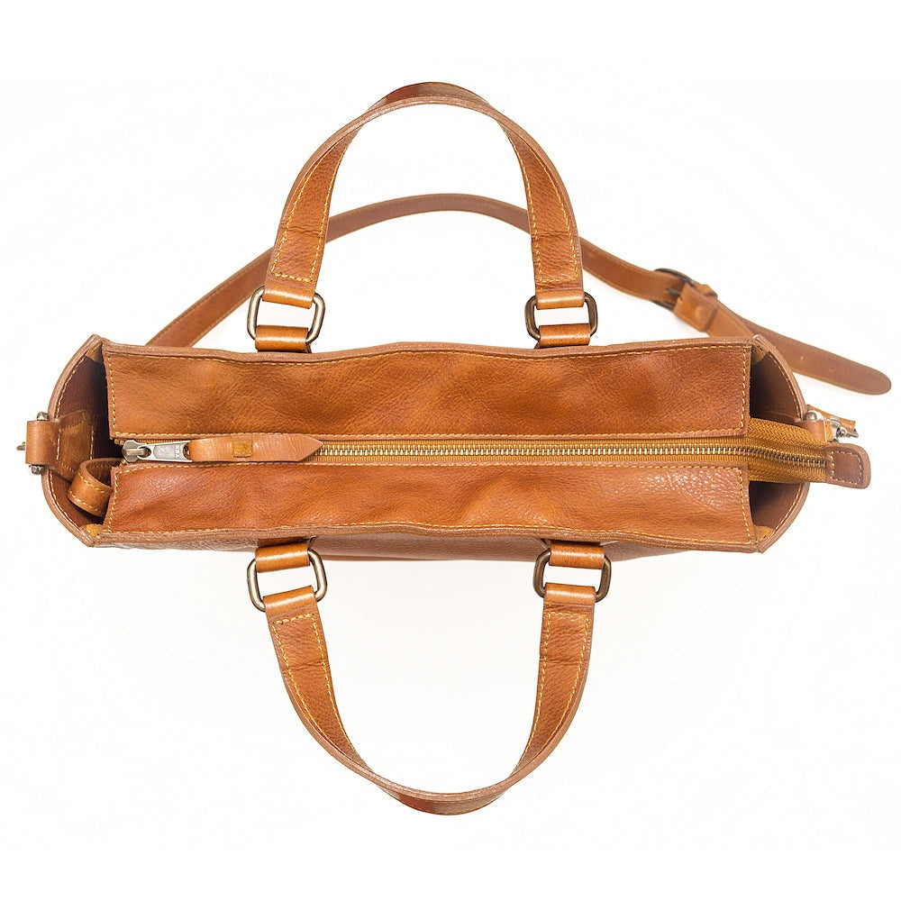 Ellington Leather Market Tote with Zippered Pouch