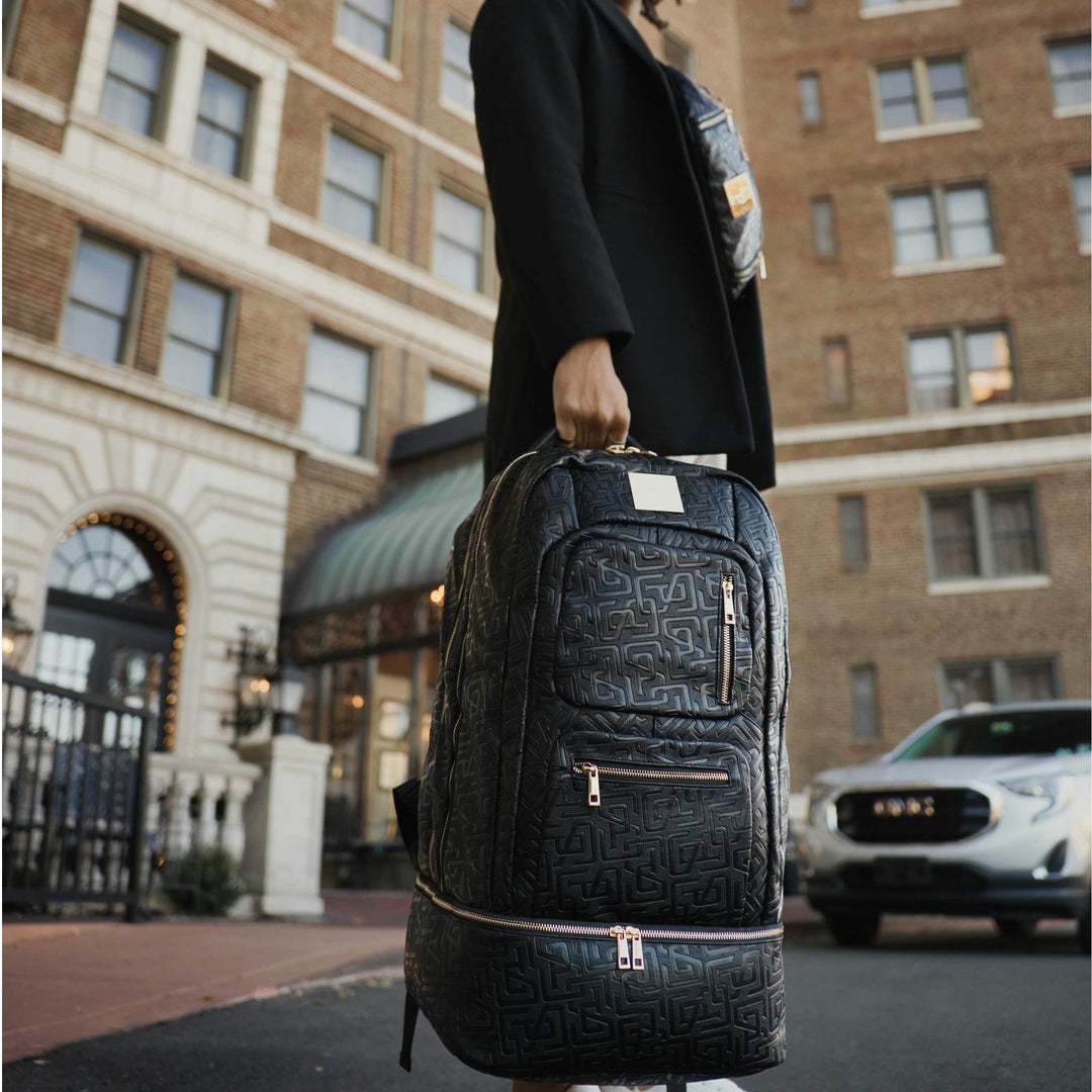 Sole Premise Black Monogram Leather Carry-On Backpack Patented Signature Design