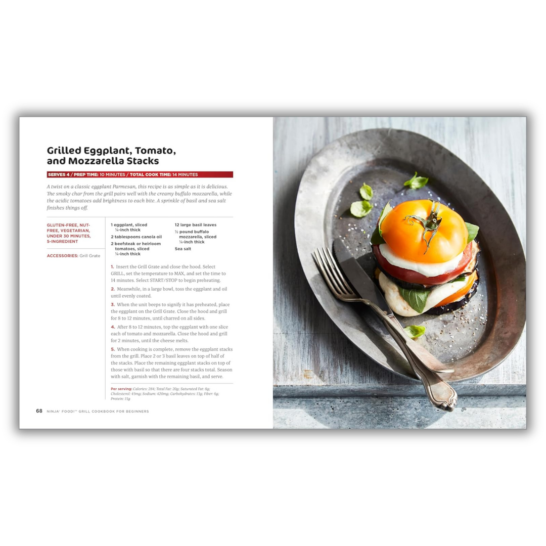 The Official Ninja Foodi Grill Cookbook for Beginners: 75 Recipes for Indoor Grilling and Air Frying Perfection Spiral Bound