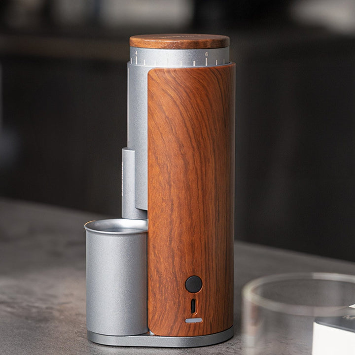 Rechargeable Coffee Grinder with Elegant Wood Cover