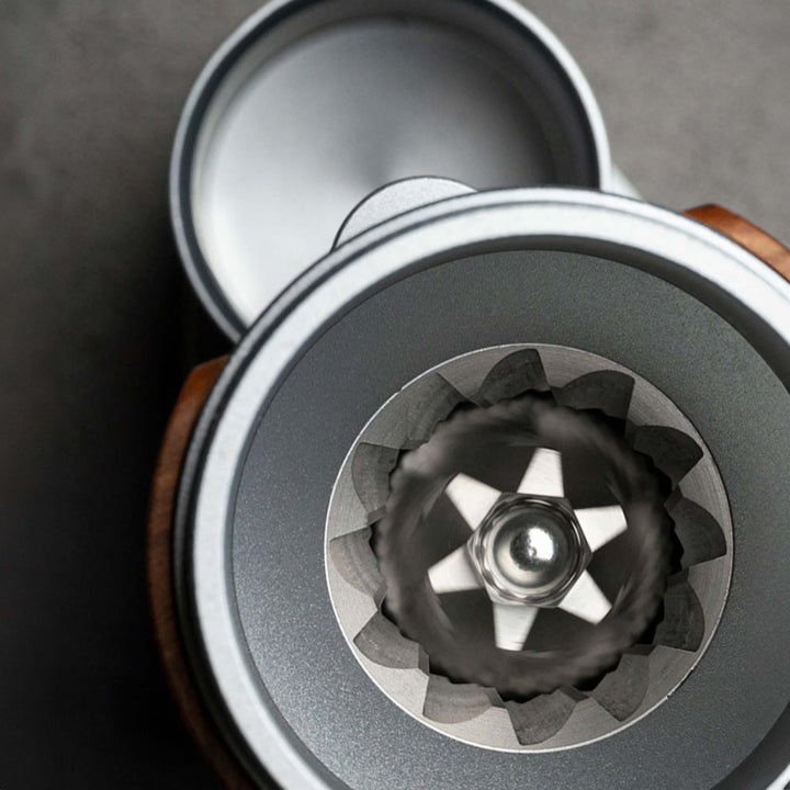 Rechargeable Coffee Grinder with Elegant Wood Cover