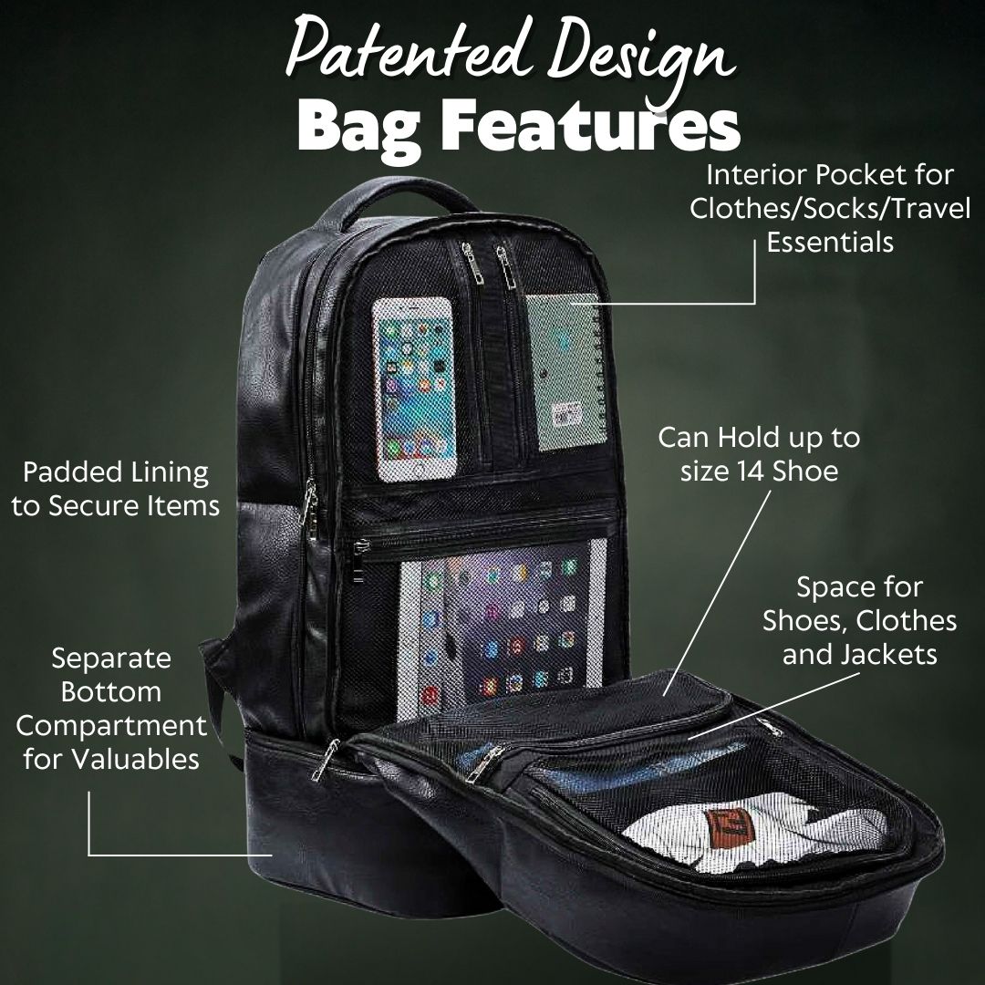 Sole Premise Baby Blue Leather Luxury Carry-On Backpack Patented Signature Design