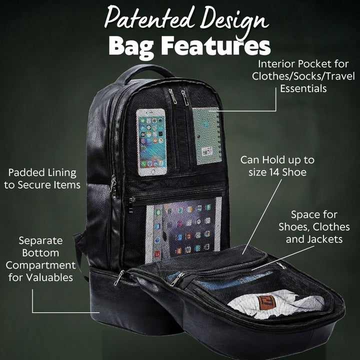 Sole Premise Grey Leather Luxury Carry-On Backpack Patented Signature Design