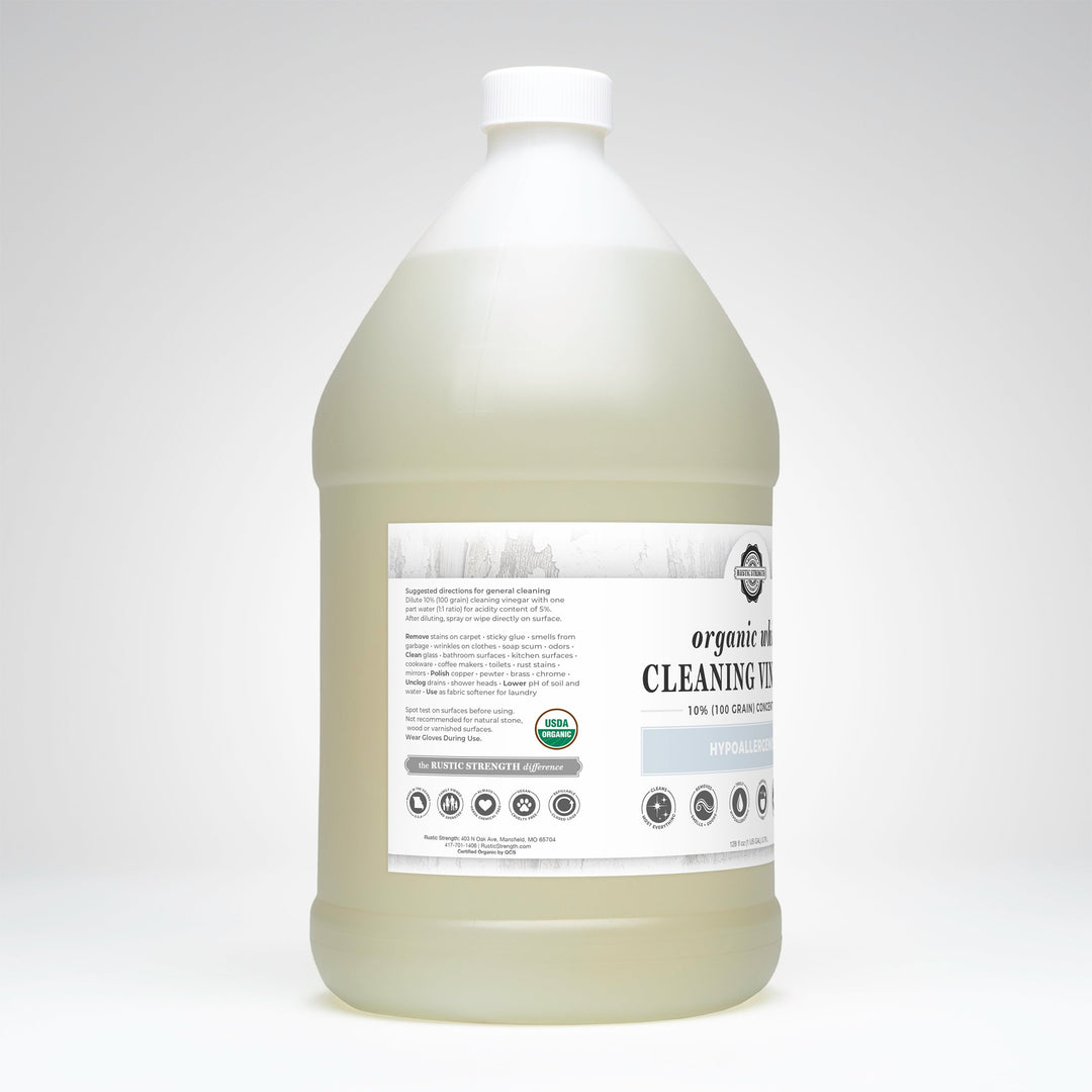 Rustic Strength Organic White Cleaning Vinegar Concentrate | 10% 100 grain