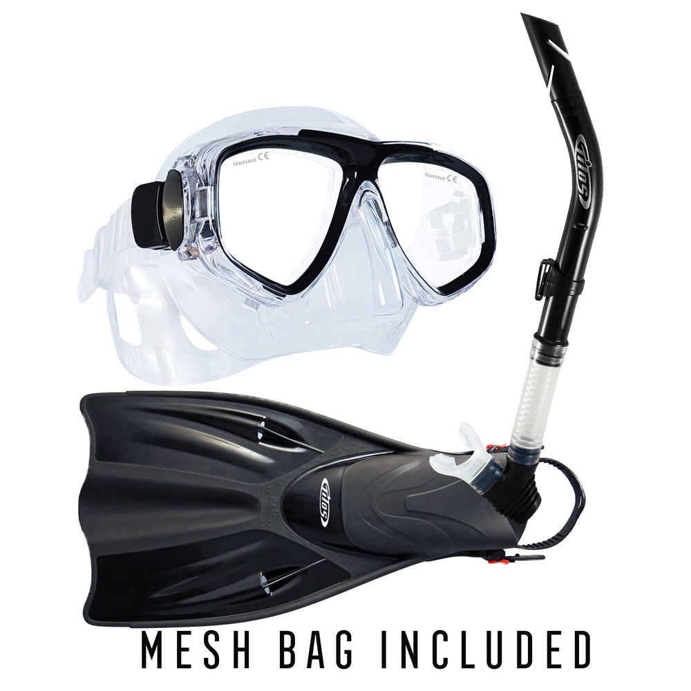 Fantasia Mask Snorkel Fins Package for Diving & Snorkeling