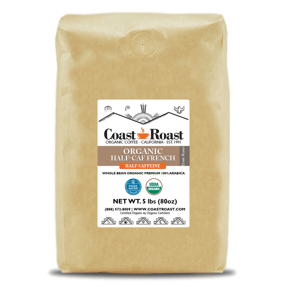 Organic Swiss Water Half-Caf French Whole Bean Coffee