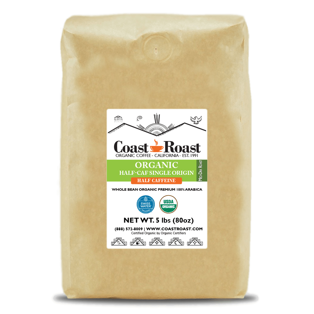 Organic Swiss Water Half-Caf Single Origin Whole Bean Coffee