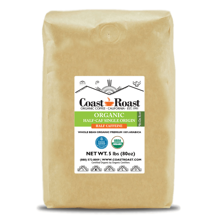Organic Swiss Water Half-Caf Single Origin Whole Bean Coffee