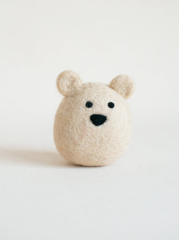Natural Polar Bear Wool Dog Toy for Small Pups