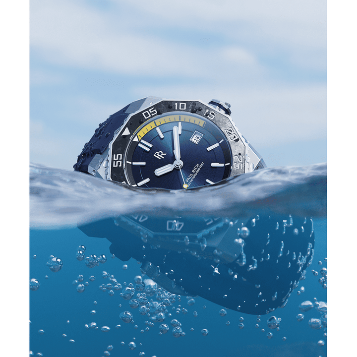 Aquacarbon Pro Horizon Blue Dive Watch with Luminous Carbon Fiber
