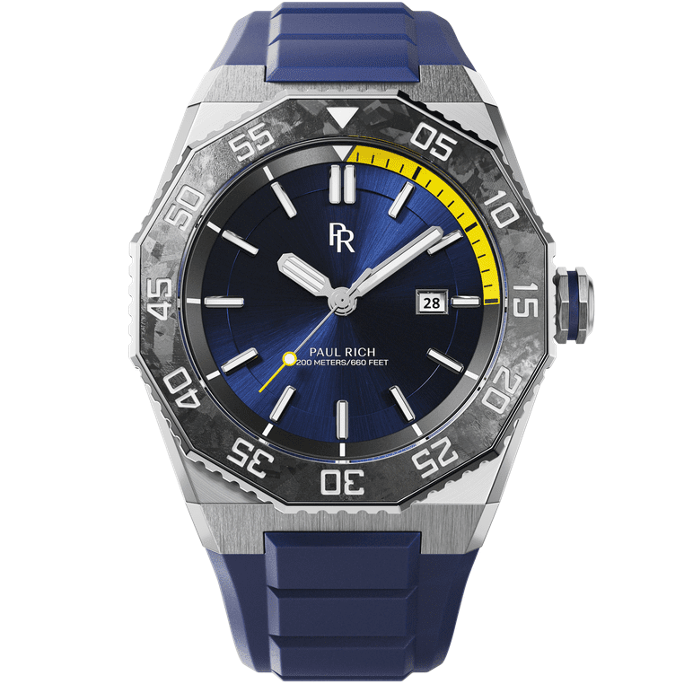Aquacarbon Pro Horizon Blue Dive Watch with Luminous Carbon Fiber