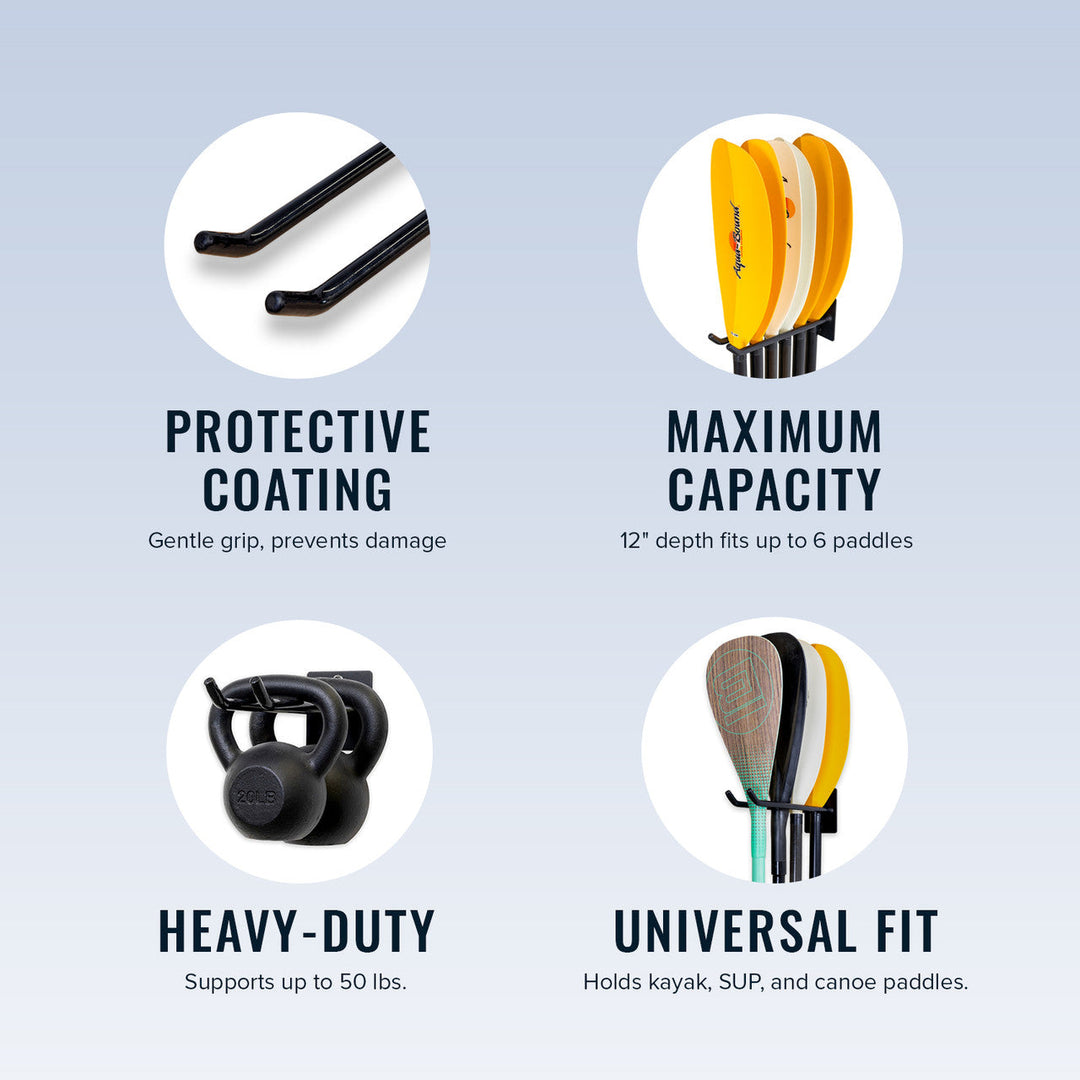 Laurel Lake Paddle Storage Wall Hook for 6 Paddles