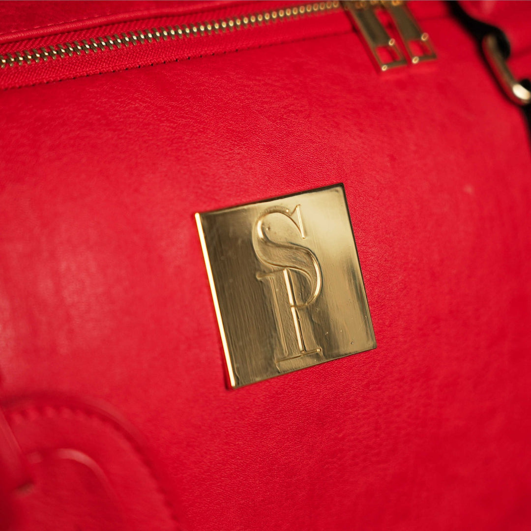 Sole Premise Red Tumbled Leather Duffle Bag New Weekender Design
