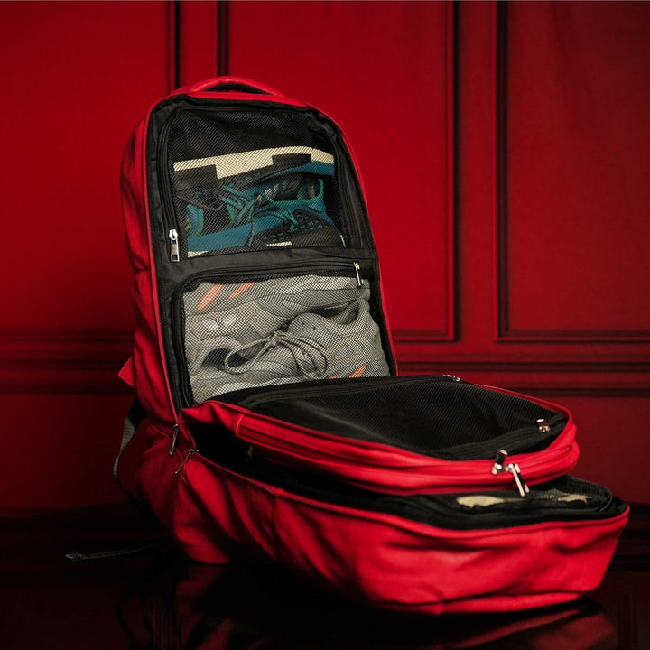 Sole Premise Red Leather Luxury Carry-On Backpack Patented Signature Design