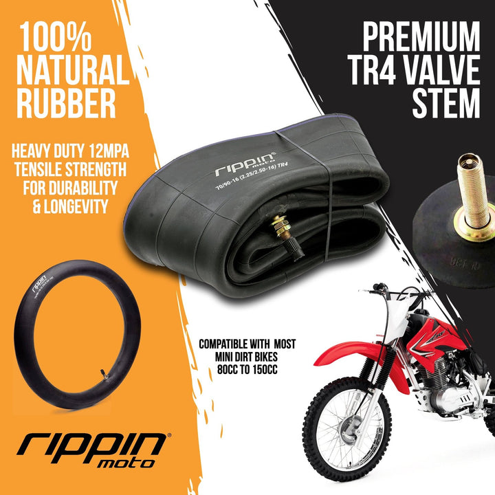 Rippin Moto 70/90-16 2.25/2.5-16 Heavy Duty 16" Inner Tube 3mm Thick
