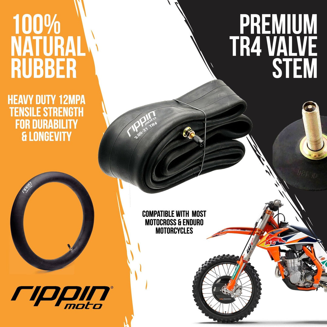 Rippin Moto 90/90-21 3.00 x 21 Heavy Duty 21" Inner Tube 3mm Thick