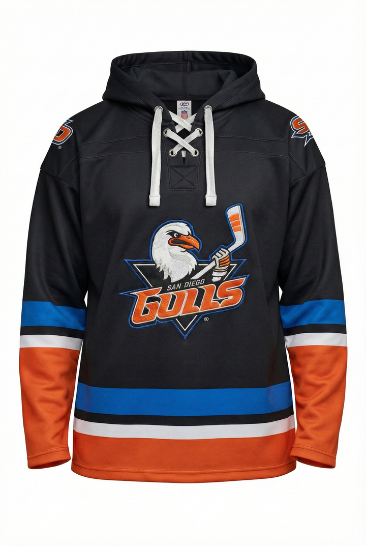 San Diego Gulls hockey hoodie with embroidered logos