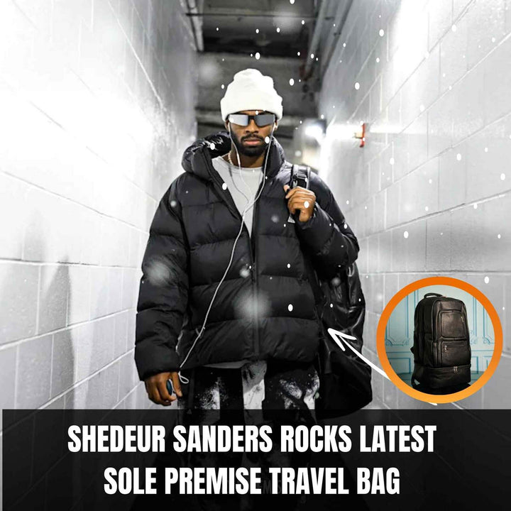 Sole Premise Black Leather Luxury Carry On Backpack Patented Signature Design