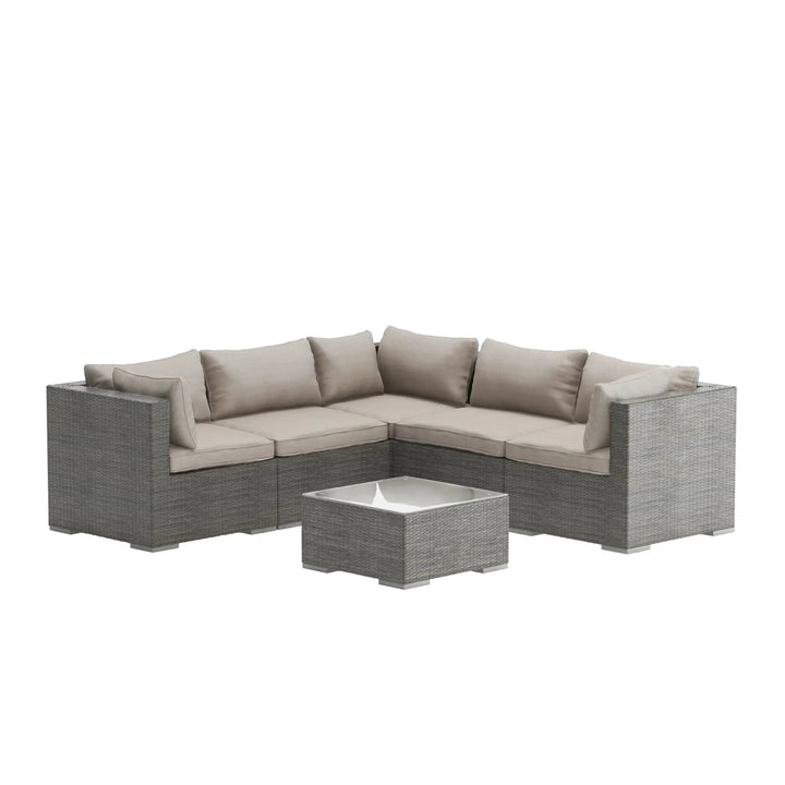 Sino Outdoor Wicker Sofa Set with Glass Table