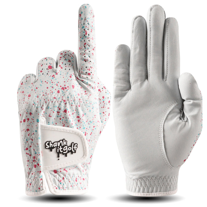 Shank it Golf White Paint Splatter Golf Glove