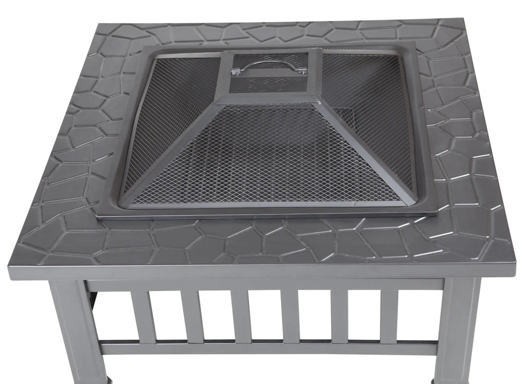 Stonemont Square Fire Pit with Steel Bowl and Screen