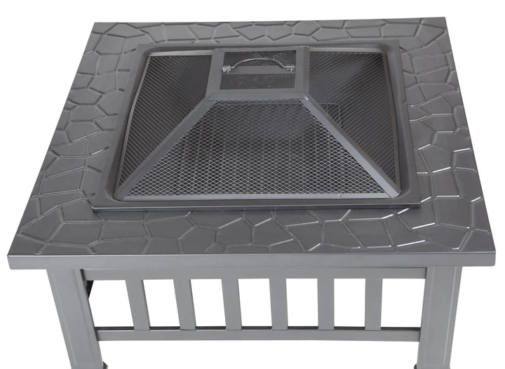 Stonemont Square Fire Pit with Steel Bowl and Screen