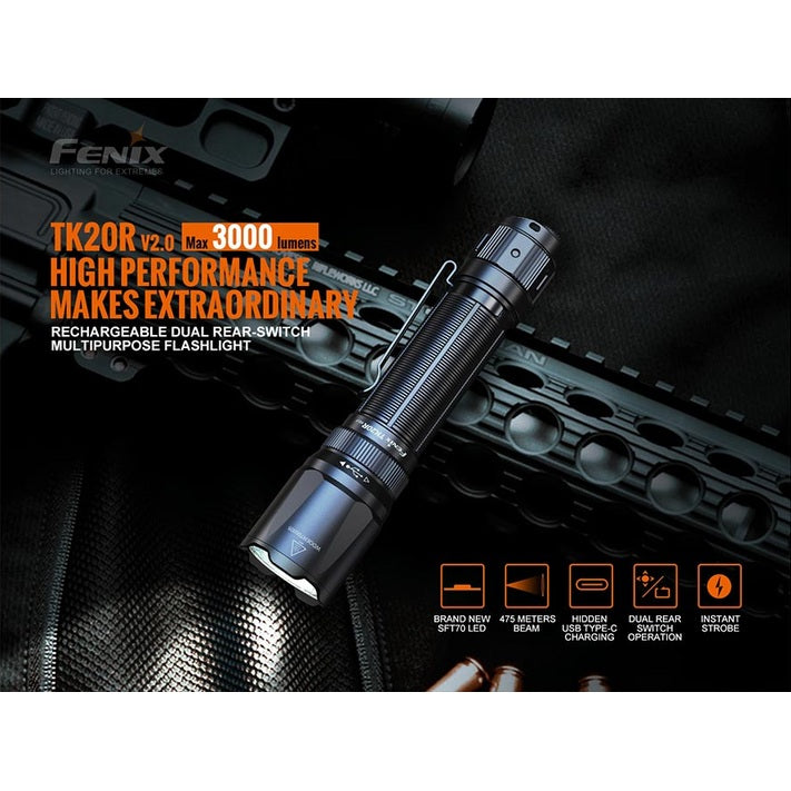 Fenix TK20R V2.0 Rechargeable Flashlight with FREE T5 Tactical Pen optional