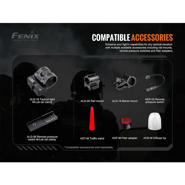 Fenix TK20R V2.0 Rechargeable Flashlight with FREE T5 Tactical Pen optional