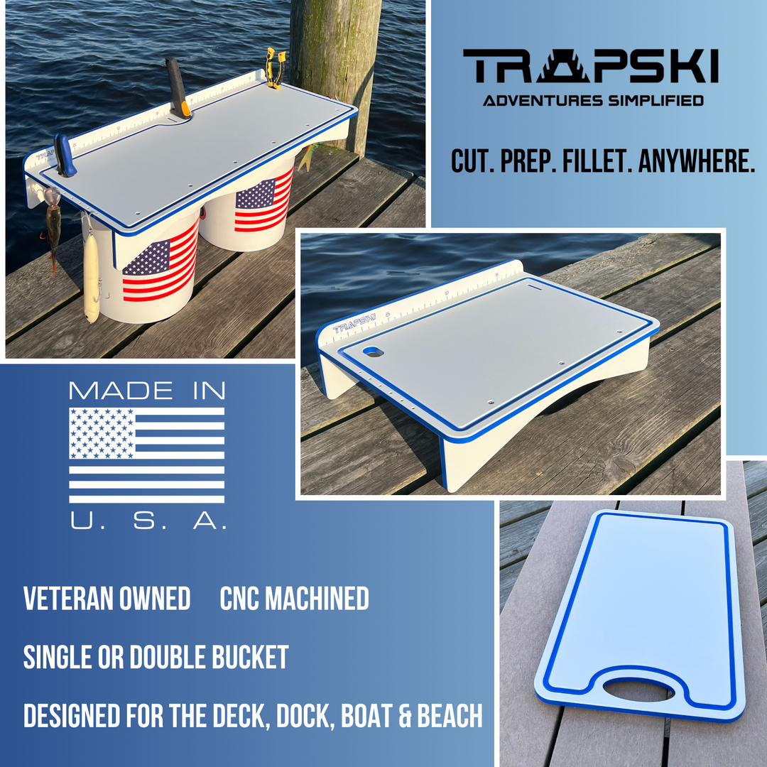 TRAPSKI Premium Bucket or Cooler Fishing Cutting Board | Made in the USA