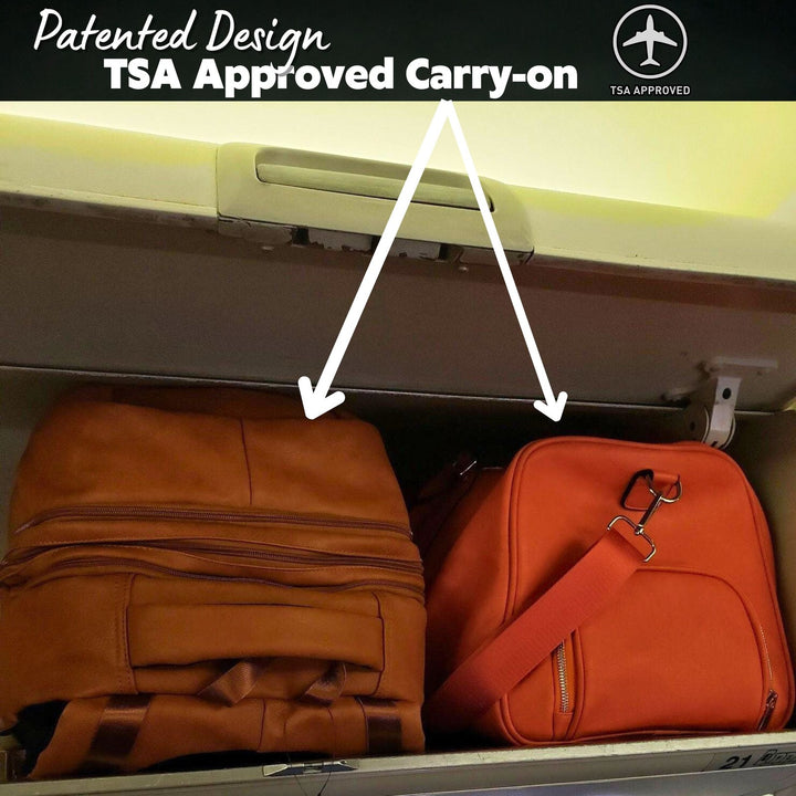 Sole Premise Brown Leather Luxury Carry-On Bag Patented Signature Design