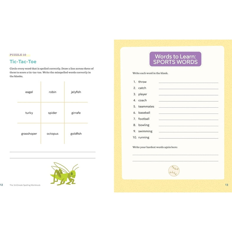 The 3rd Grade Spelling Workbook: 95+ Games and Puzzles to Improve Spelling Skills Spiral Bound