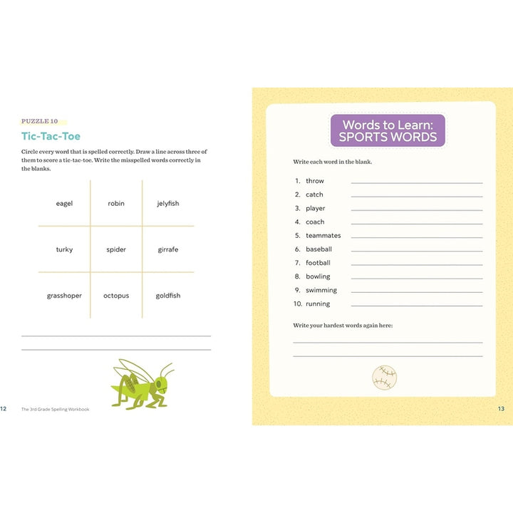 The 3rd Grade Spelling Workbook: 95+ Games and Puzzles to Improve Spelling Skills Spiral Bound