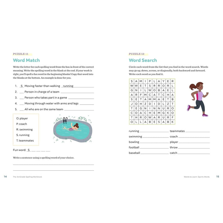 The 3rd Grade Spelling Workbook: 95+ Games and Puzzles to Improve Spelling Skills Spiral Bound