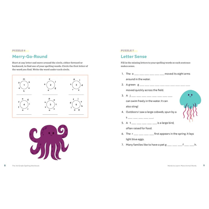 The 3rd Grade Spelling Workbook: 95+ Games and Puzzles to Improve Spelling Skills Spiral Bound