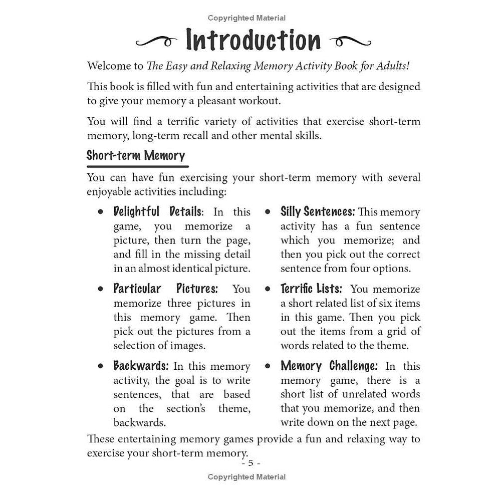 The Easy and Relaxing Memory Activity Book for Adults: Includes Relaxing Memory Activities, Easy Puzzles, Brain Games and More Spiral Bound
