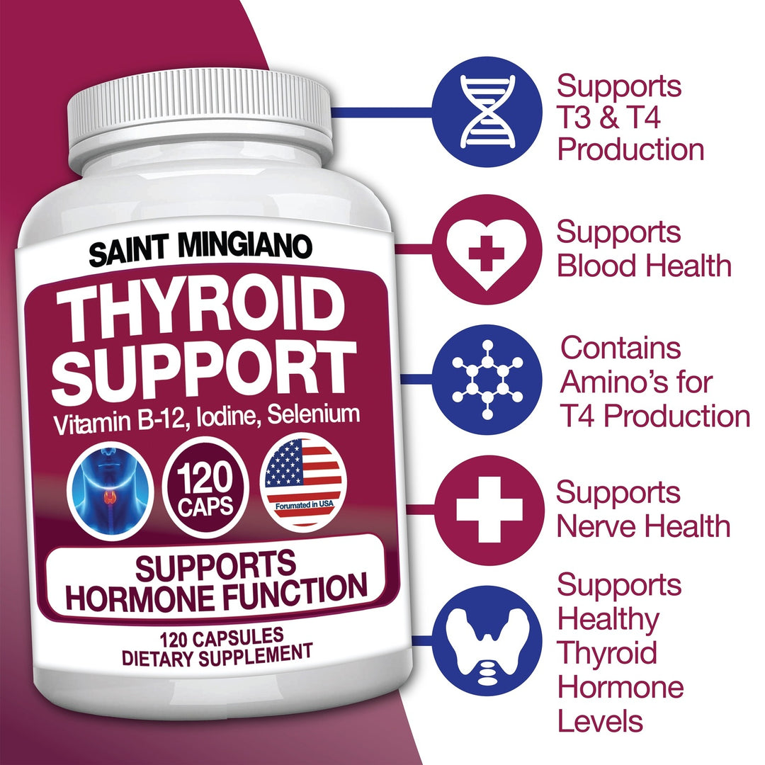Thyroid Support Supplement with Iodine |120 Capsules to Help Body Mass & Improve Energy