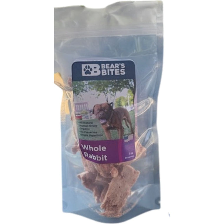 Single ingredient, All natural, Freeze dried Rabbit dog treats