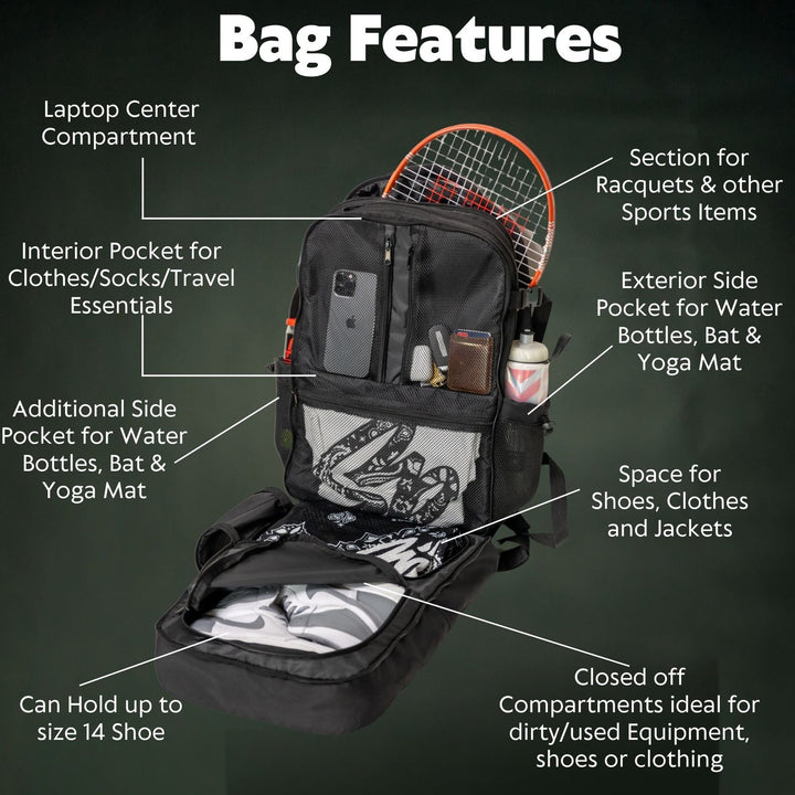 Sole Premise Gym Tactical Backpack Tennis, Gym, Basketball, Baseball, Pickleball, Yoga, Travel