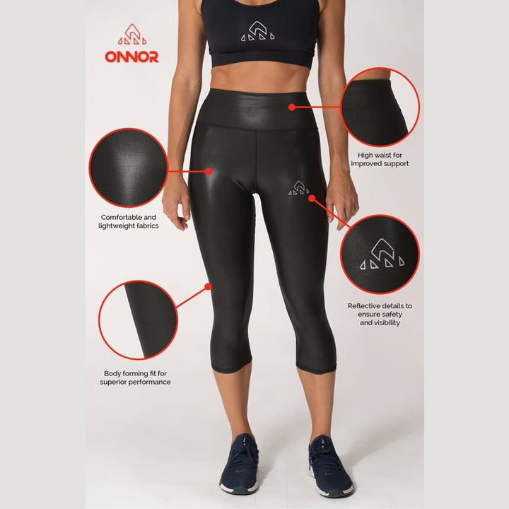 Onnor Sport Women's Fitness Black Faux Pro Capri