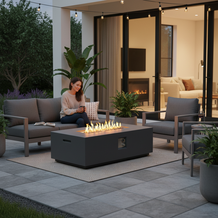 Volon Modern Rectangular Fire Pit Table
