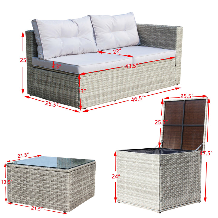 4 Piece Patio Sectional Wicker Rattan Sofa Set