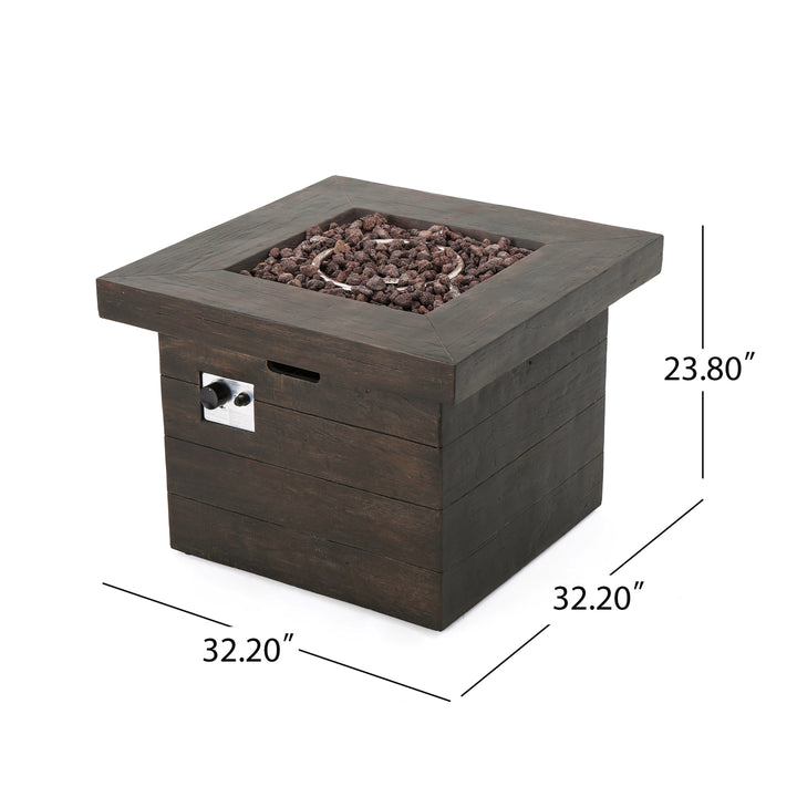 Anchorage 32'' Wood Square MGO Fire Pit Brown - 40,000 BTU