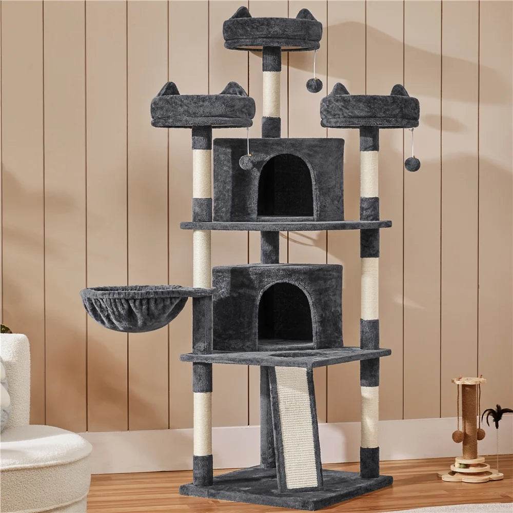 Renwick 69in Large Cat Tree Tower with Condos &amp; Scratching Board - Dark Gray
